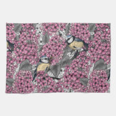 Vögel im Rosa-lila-Garten Geschirrtuch (Horizontal)
