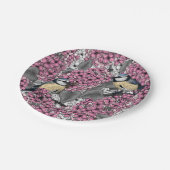 Vögel im Rosa-lila-Garten Pappteller (Schrägansicht)
