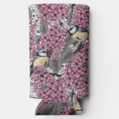 Vögel im Rosa-lila-Garten Selters Dosenkühler (Rückseite)