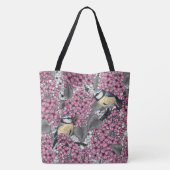 Vögel im Rosa-lila-Garten Tasche (Rückseite)