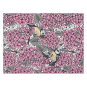 Vögel im Rosa-lila-Garten Tischdecke (Vorderseite (Horizontal))