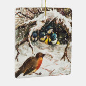 Vögel im Schnee Keramikornament (Rechts)