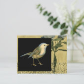 Vogel im schwarzen und Vintagen Hintergrund Postkarte (Stehend Vorderseite)