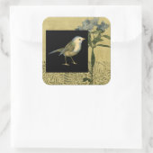 Vogel im schwarzen und Vintagen Hintergrund Quadratischer Aufkleber (Tasche)