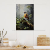 Vogel im Wald Wandbild, Vogel Rustikal, Botanisch Poster (Küche)