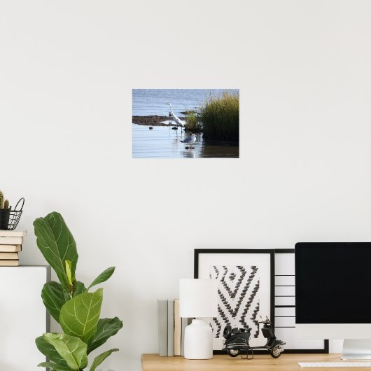 Vögel im Wasserplakat Poster (Heimbüro)