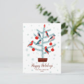 Vögel im Weihnachtsbaum Happy Holiday Family Foto Postkarte (Stehend Vorderseite)