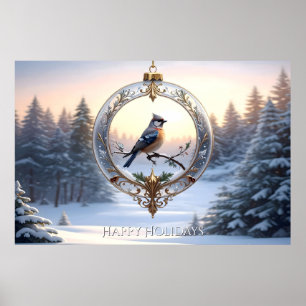 Vogel im Weihnachtsschmuckposter Poster