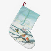 Vögel im weißen Winter Großer Weihnachtsstrumpf (Vorderansicht (hängend))