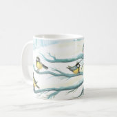 Vögel im weißen Winter Kaffeetasse (Vorderseite Links)