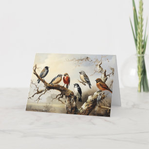 Vögel im Winter Dankeskarte