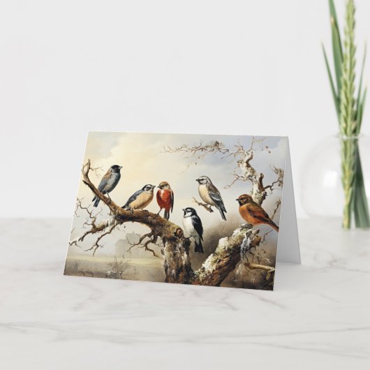 Vögel im Winter Dankeskarte (Vorderseite)