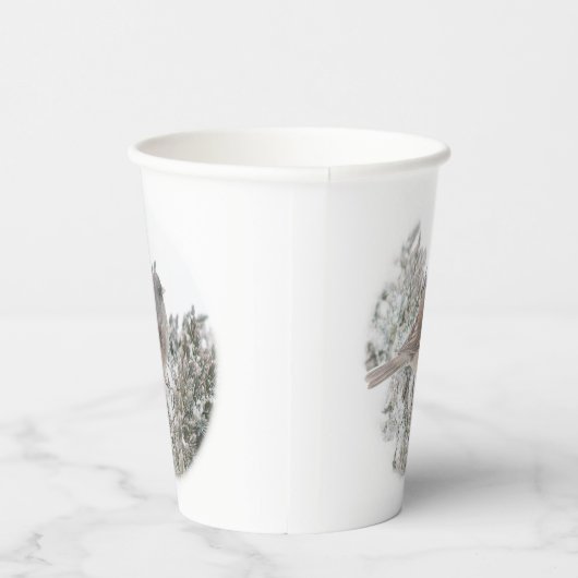 Vogel im Winter Paper Cup Pappbecher (Rechts)