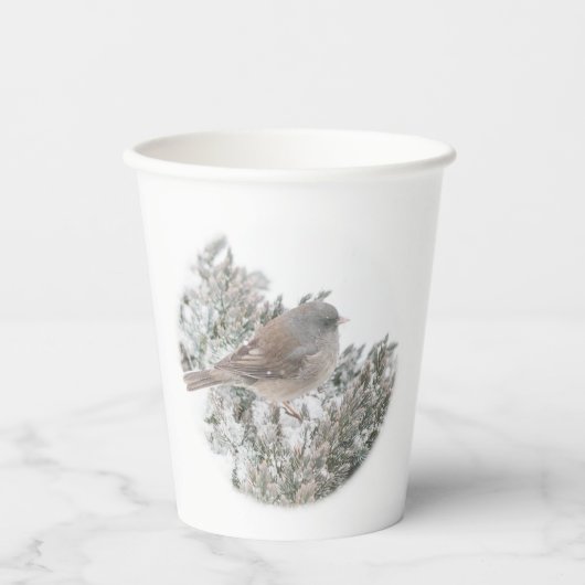 Vogel im Winter Paper Cup Pappbecher (Vorderseite)