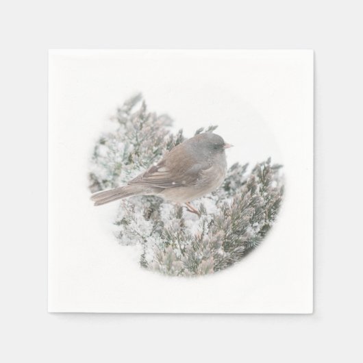 Vogel im Winterpapier Napkins Serviette (Vorderseite)