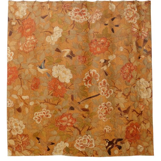 Vögel in Baumblüten aus dem 18. Jahrhundert korean Duschvorhang (Vorderseite)