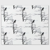 Vögel in Bäumen auf Zweigstelle-Silhouette Geschenkpapier (Flach)