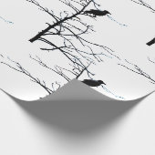 Vögel in Bäumen auf Zweigstelle-Silhouette Geschenkpapier (Ecke)