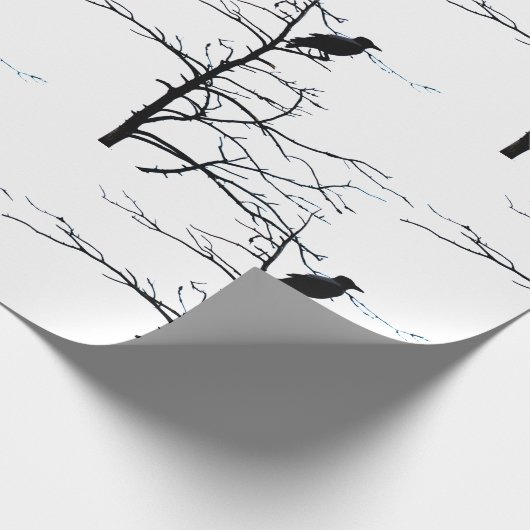 Vögel in Bäumen auf Zweigstelle-Silhouette Geschenkpapier (Ecke)