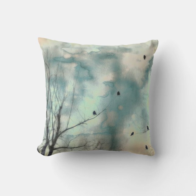 Vögel in Bäumen Kissen (Vorderseite)