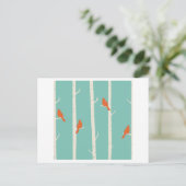 Vögel in Birkenbäumen (Aqua/Green) Postkarte (Stehend Vorderseite)