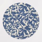 Vögel in blauen und weißen Begleitern Etiketten (Design 2)