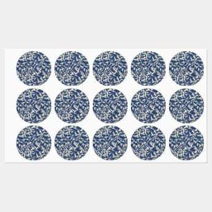 Vögel in blauen und weißen Begleitern Etiketten