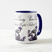 Vogel in Bloom | Lila und graue Harmonie Tasse (VorderseiteRechts)