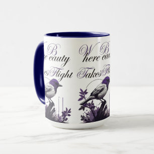 Vogel in Bloom Lila und graue Harmonie Tasse
