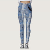Vögel in Blue Cloudy Sky Legging Leggings (Vorderseite)