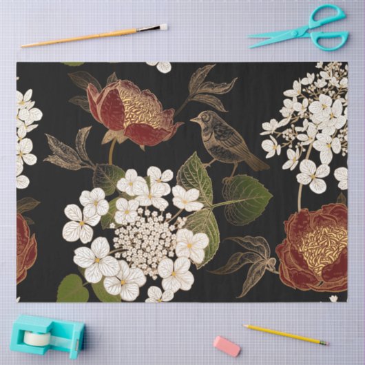 Vogel in Blume Bloom Seidenpapier (Basteln)