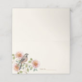 Vogel in Blumen Hochzeit Platzkarte (Außenseite Aufgefaltet)