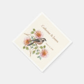Vögel in Blumen Hochzeit Serviette (Ecke)