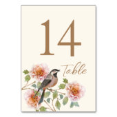 Vogel in Blumen Hochzeit Tischnummer (Vorderseite)