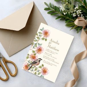 Vögel in Blumen Hochzeitseinladung Einladung