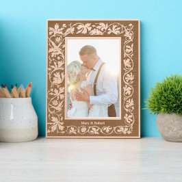 Vögel in Blumenblättern an der Grenze Geätzte Rahmen