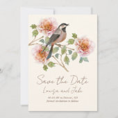Vogel in Blüten Save-the-Date-Foto Save The Date (Vorderseite)