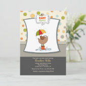 Vogel in Boots Dusche Einladung (Stehend Vorderseite)