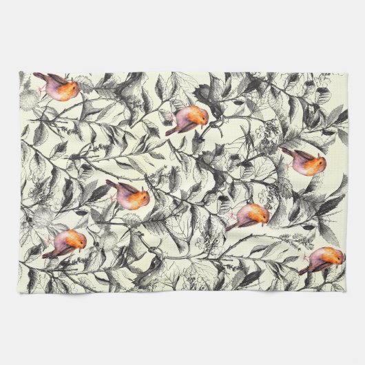 Vögel in den Bäumen Geschirrtuch (Horizontal)