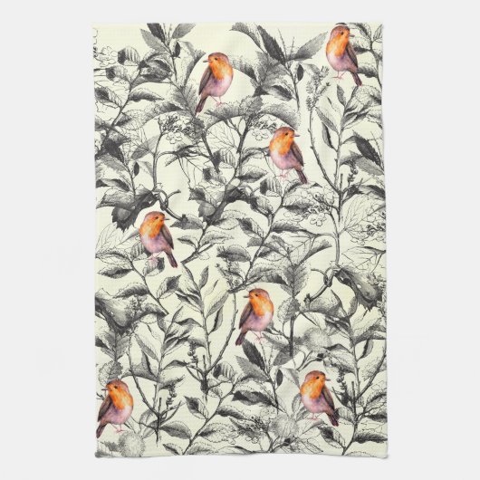 Vögel in den Bäumen Geschirrtuch (Vertikal)