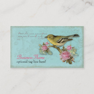 Vogel in den rosa Rosen-Geschäfts-Karten Visitenkarte