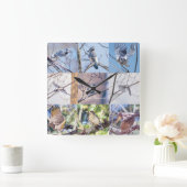 Vögel in der Bewegungsuhr Quadratische Wanduhr (Zuhause)