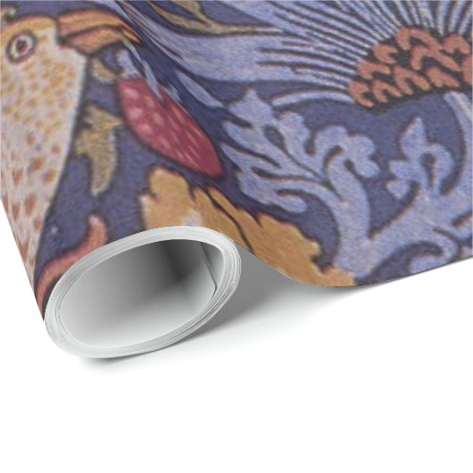 Vögel in der Blume und Erdbeerdesign Geschenkpapier (Rolleneckpunkt)