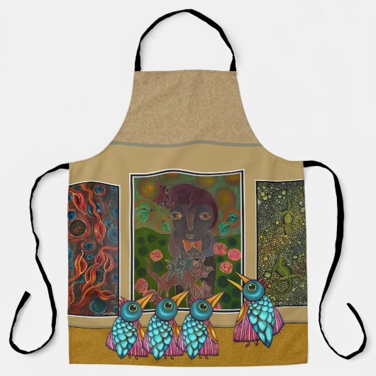 Vögel in der Galerie All-over-Print-Schürze Schürze (Vorderseite)