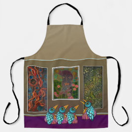 Vögel in der Galerie All-over-Print-Schürze Schürze