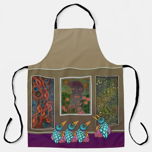 Vögel in der Galerie All-over-Print-Schürze Schürze (Vorderseite)