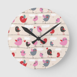 Vögel in der Liebe Runde Wanduhr