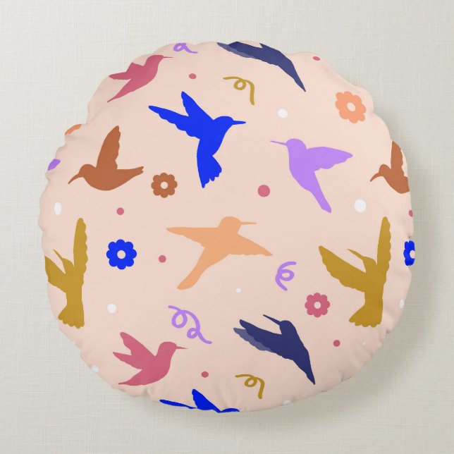 Vögel in der Luft Rundes Kissen (Vorderseite)