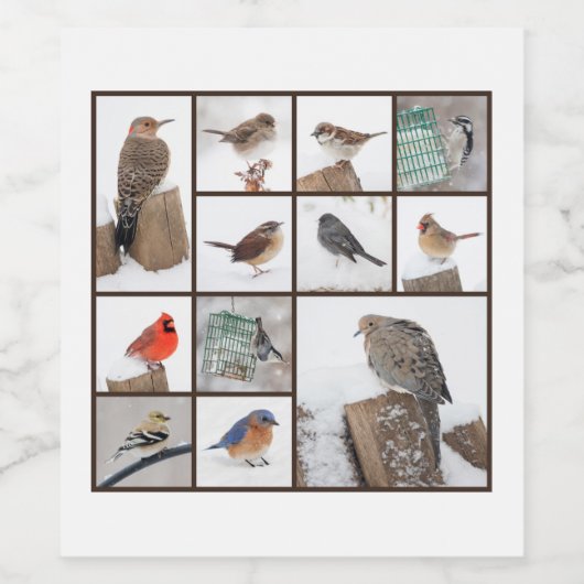 Vögel in der Schneesammlung Weinetikett (Einzelnes Label)