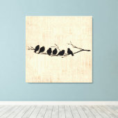 Vögel in der Vintagen Vogelzweig Leinwanddruck (Insitu (Holzboden))
